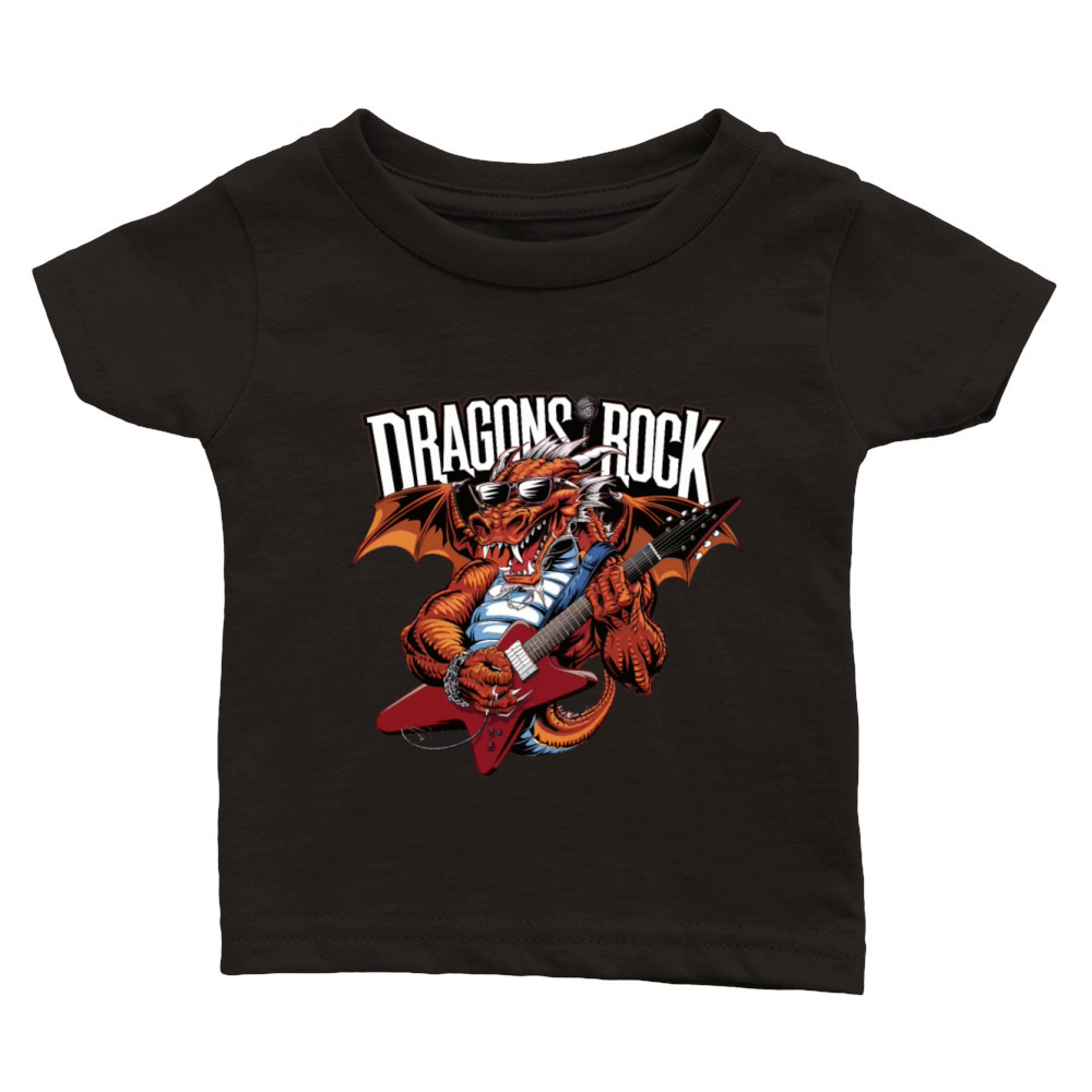 Dragon with sunglasses playing guitar Classic Baby Crewneck T-shirt