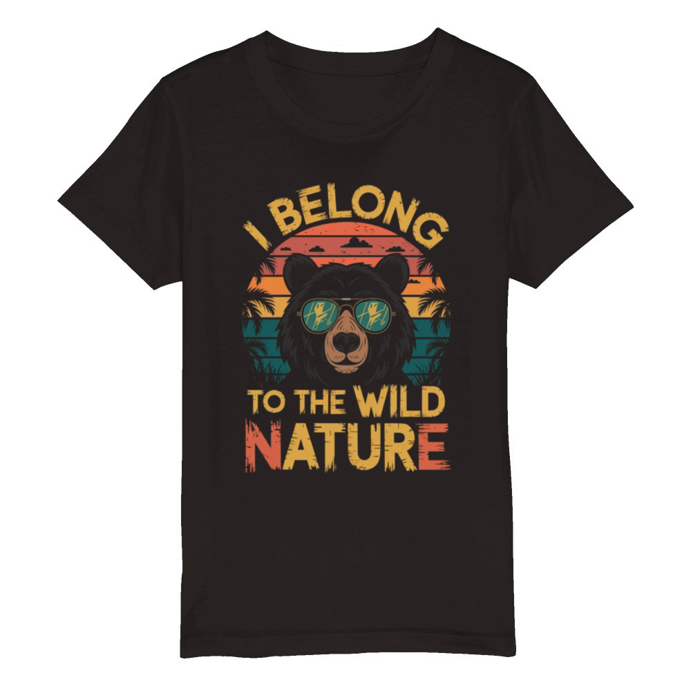 I Belong To The Wild Nature American Black Bear Organic Kids Crewneck T-shirt