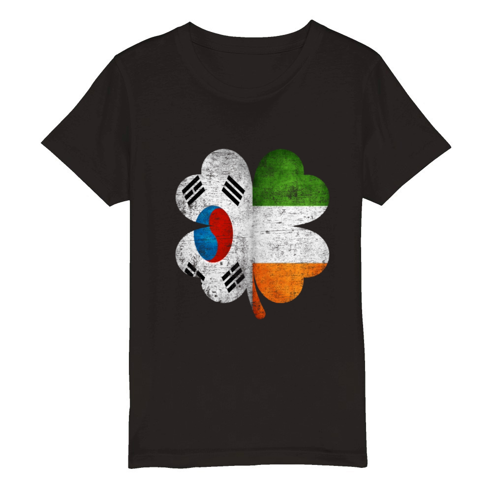 Korean Irish Shamrock South Korea Ireland Flag Organic Kids Crewneck T-shirt