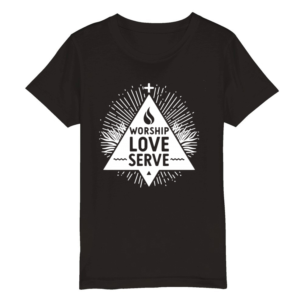 Worship Love Serve Organic Kids Crewneck T-shirt