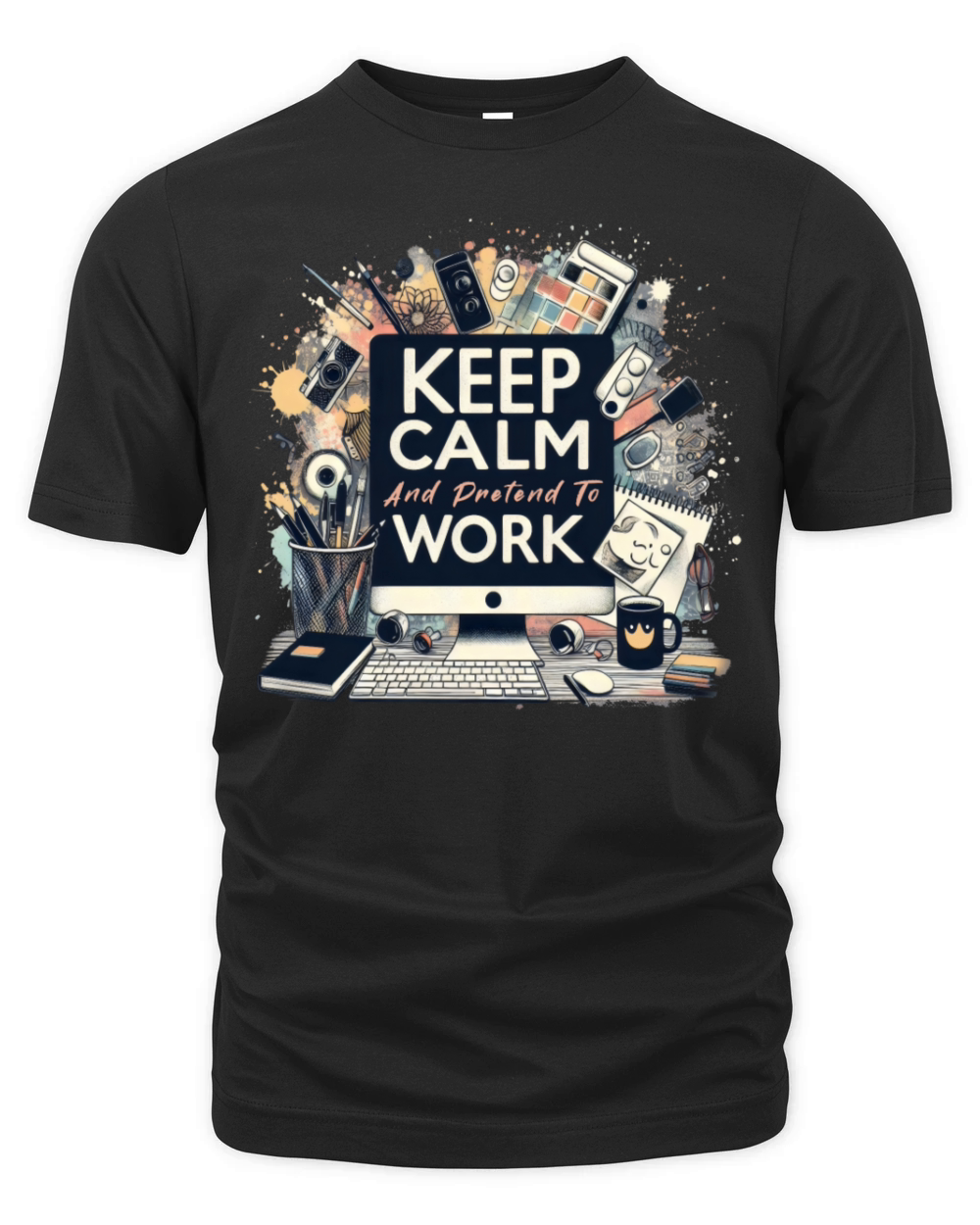 Keep Calm And Pretend To Work Funny Office Pastel Organic Unisex T-shirt