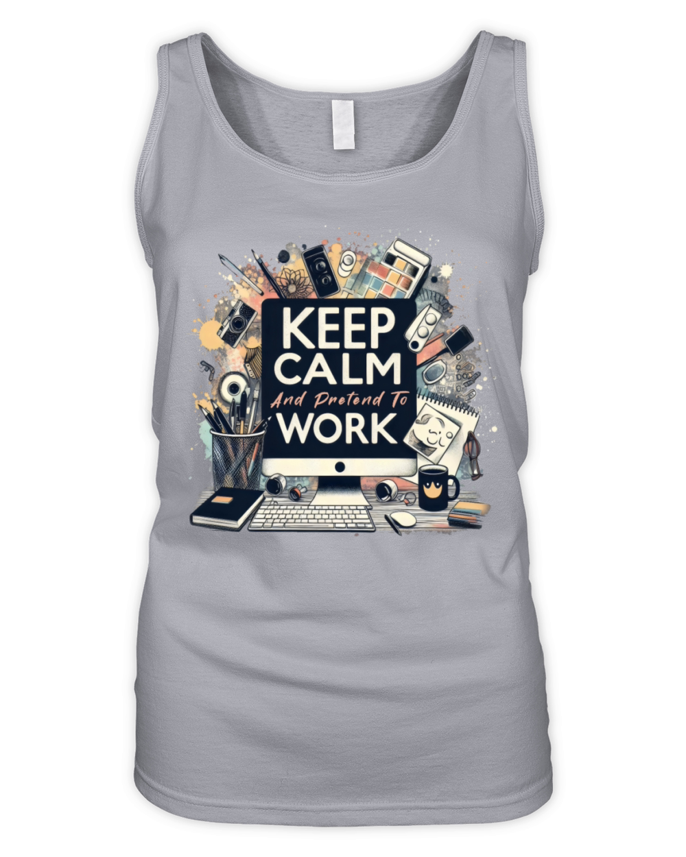 Keep Calm And Pretend To Work Funny Office Pastel Organic Women's Tank Top