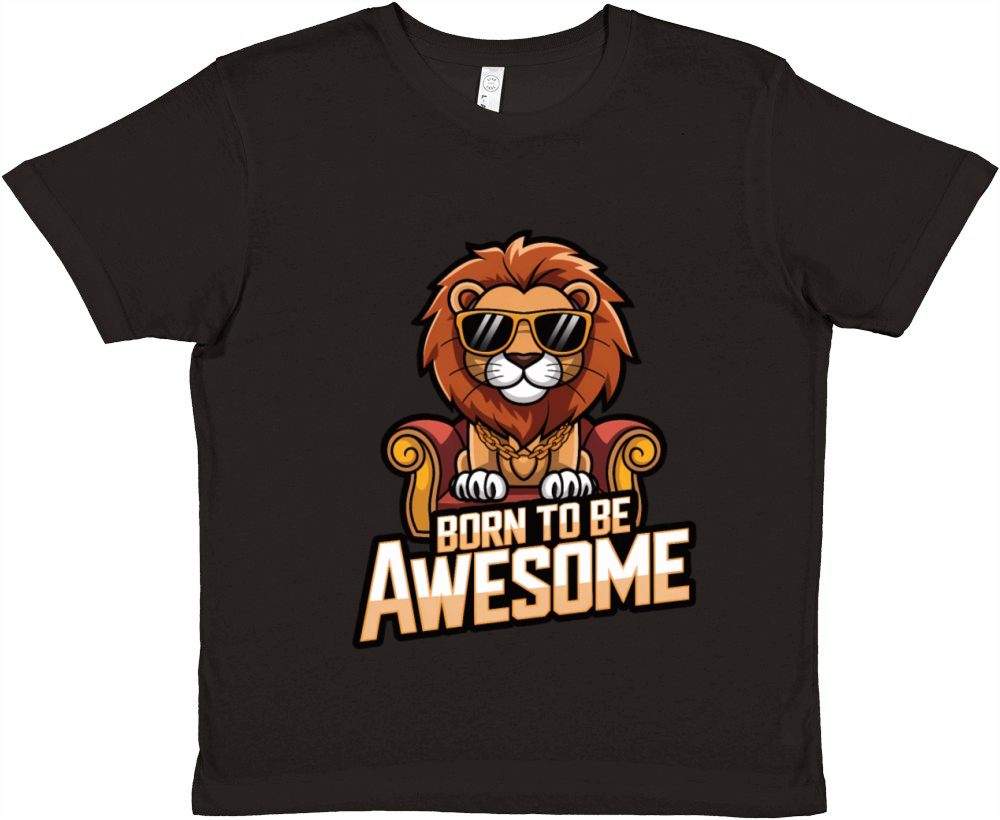 Born to be awesome lion Premium Kids Crewneck T-shirt