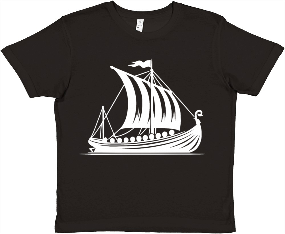 Dragon Boat With Sail Viking Style Design Premium Kids Crewneck T-shirt