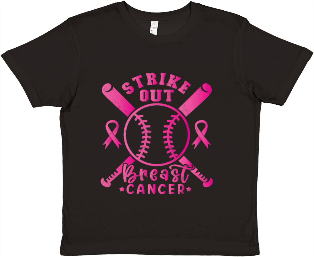 Strike Out Breast Cancer Awareness Baseball Premium Kids Crewneck T-shirt