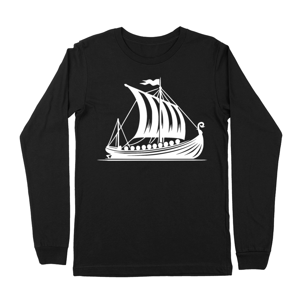 Dragon Boat With Sail Viking Style Design Premium Long Sleeve