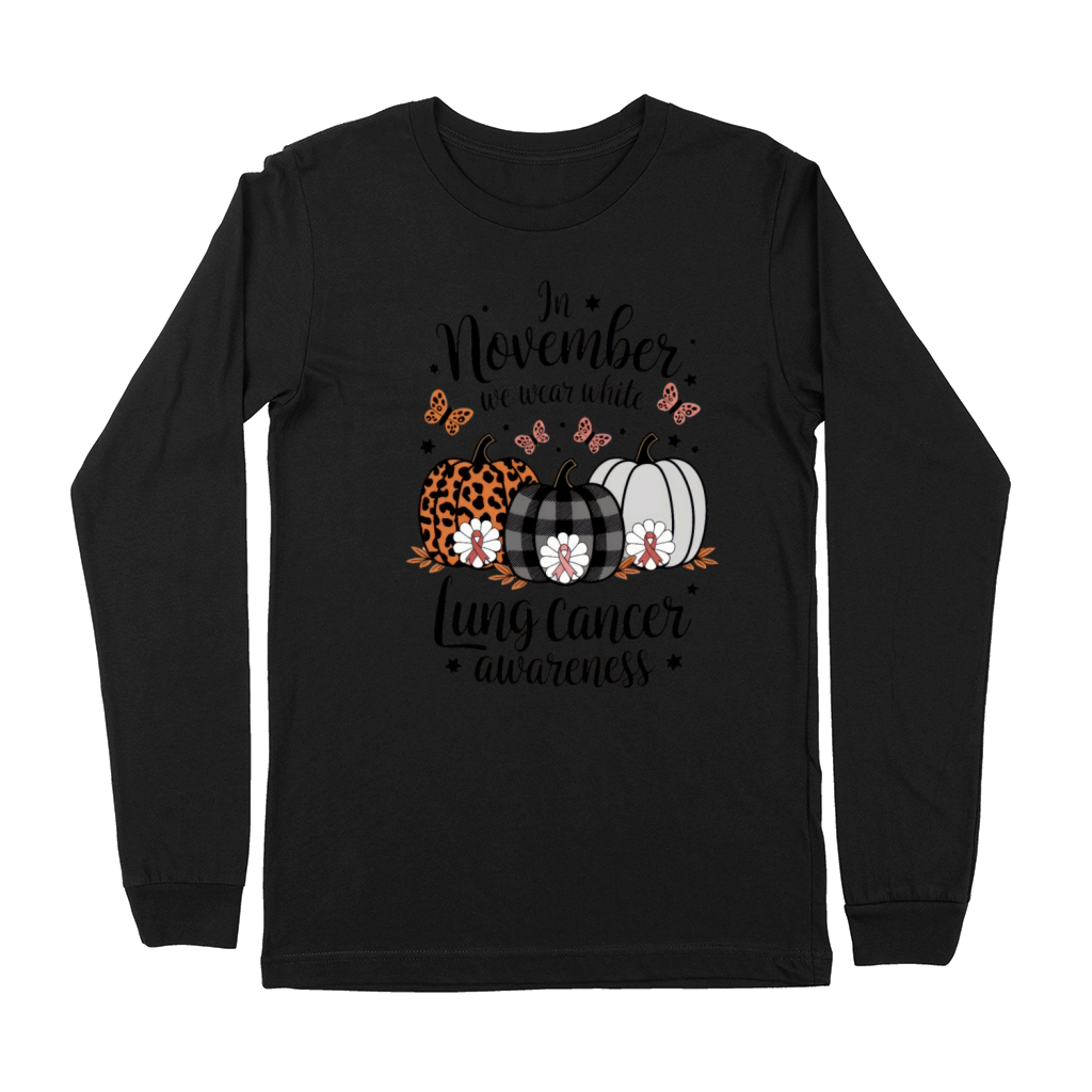 Leopard and Plaid Pumpkins Lung Cancer Awareness Premium Long Sleeve