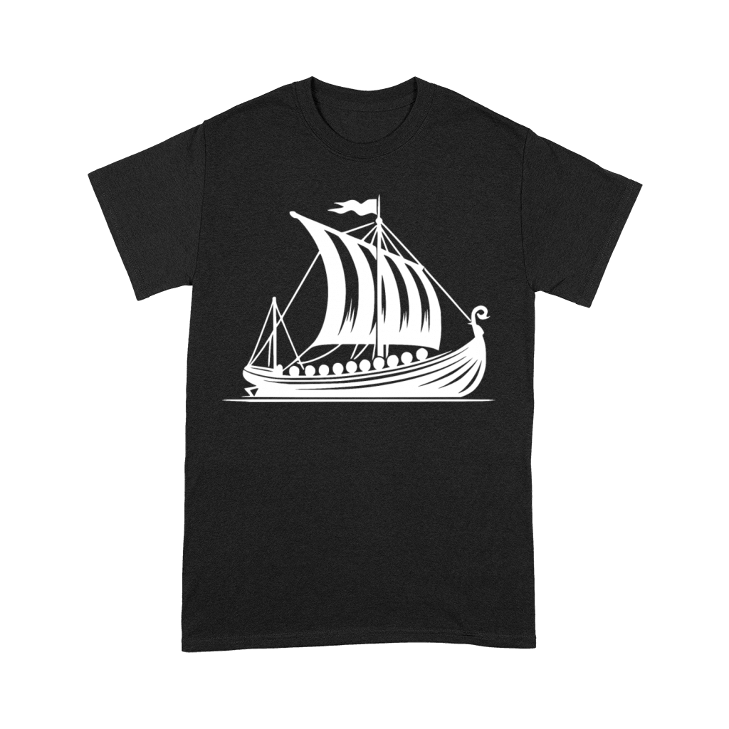 Dragon Boat With Sail Viking Style Design Premium T-shirt