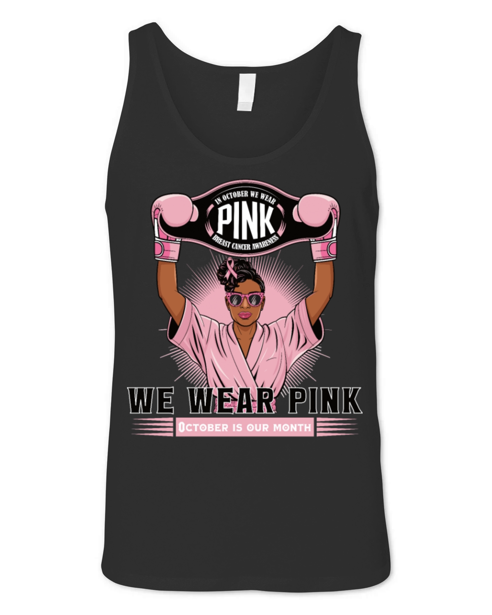 Breast Cancer Design In Pink Boxer Style Unisex Jersey Tank