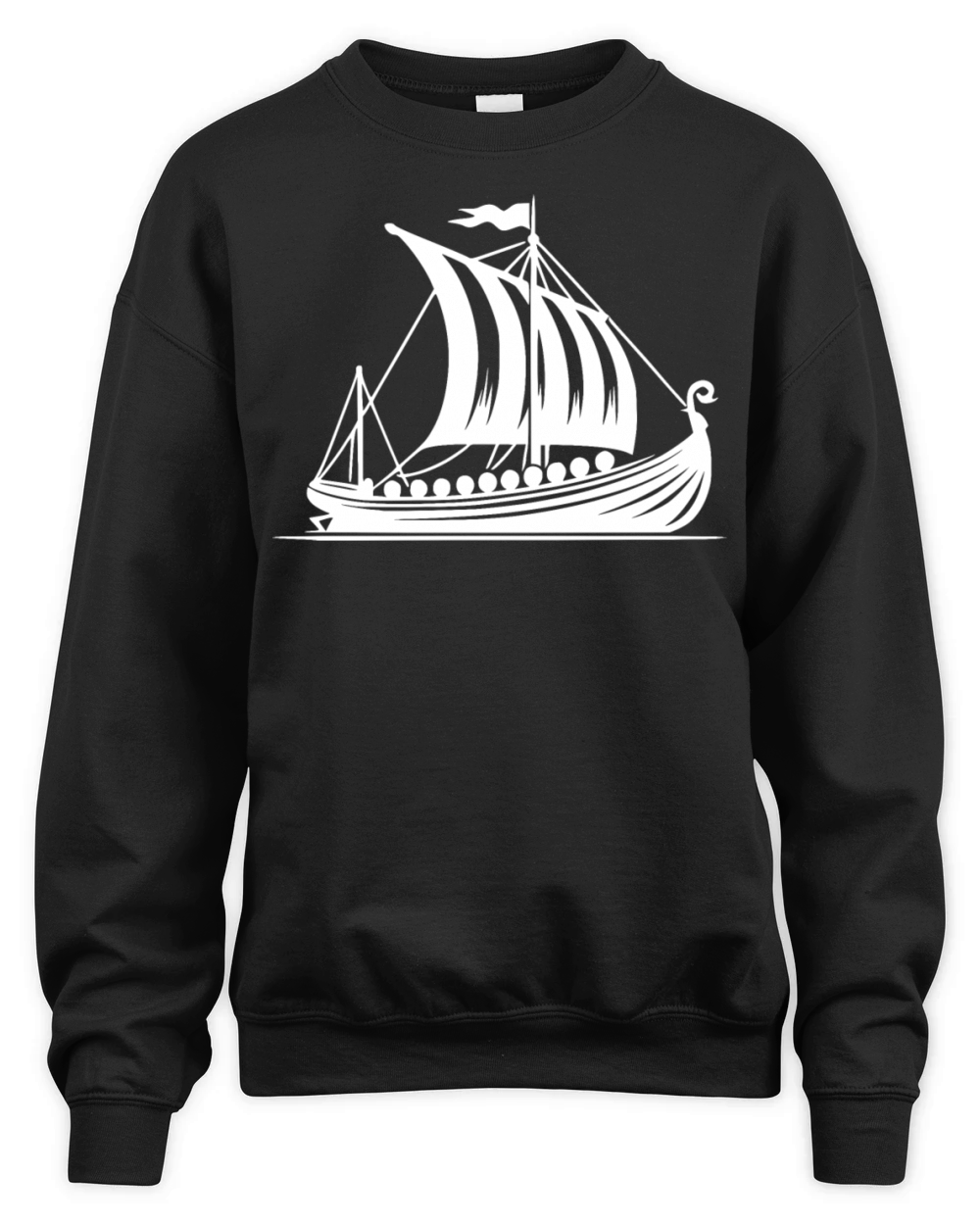 Dragon Boat With Sail Viking Style Design Unisex Premium Crewneck Sweatshirt