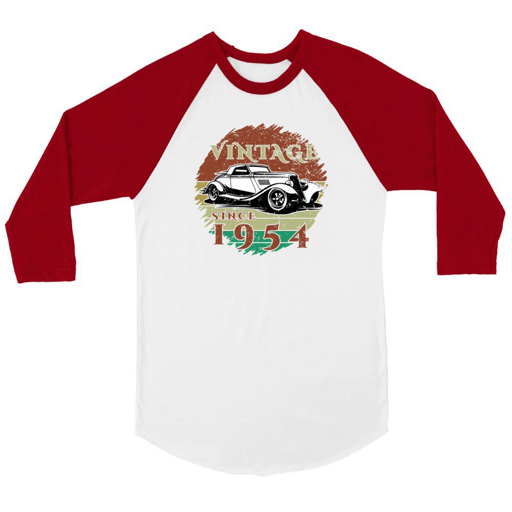 70th birthday Classic Car - Vintage since 1954 Unisex ¾ sleeve Raglan T-shirt