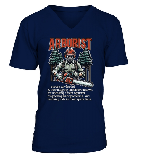 Arborist A Tree Hugging Superhero Forest Worker V-Neck T-shirt