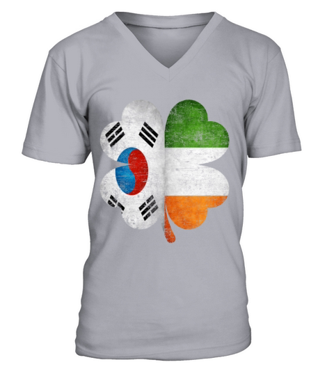 Korean Irish Shamrock South Korea Ireland Flag V-Neck T-shirt