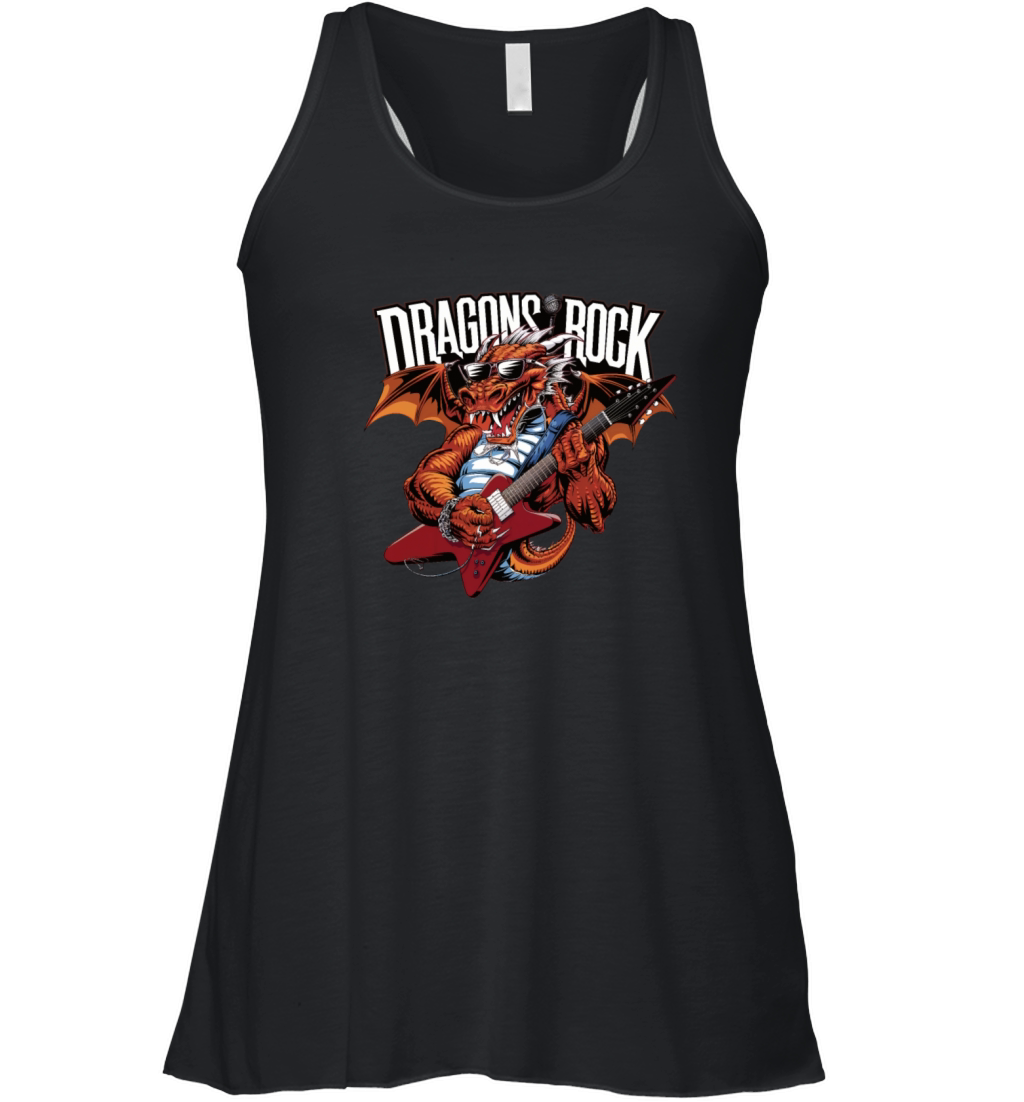 Dragon with sunglasses playing guitar Women's Flowy Tank Top