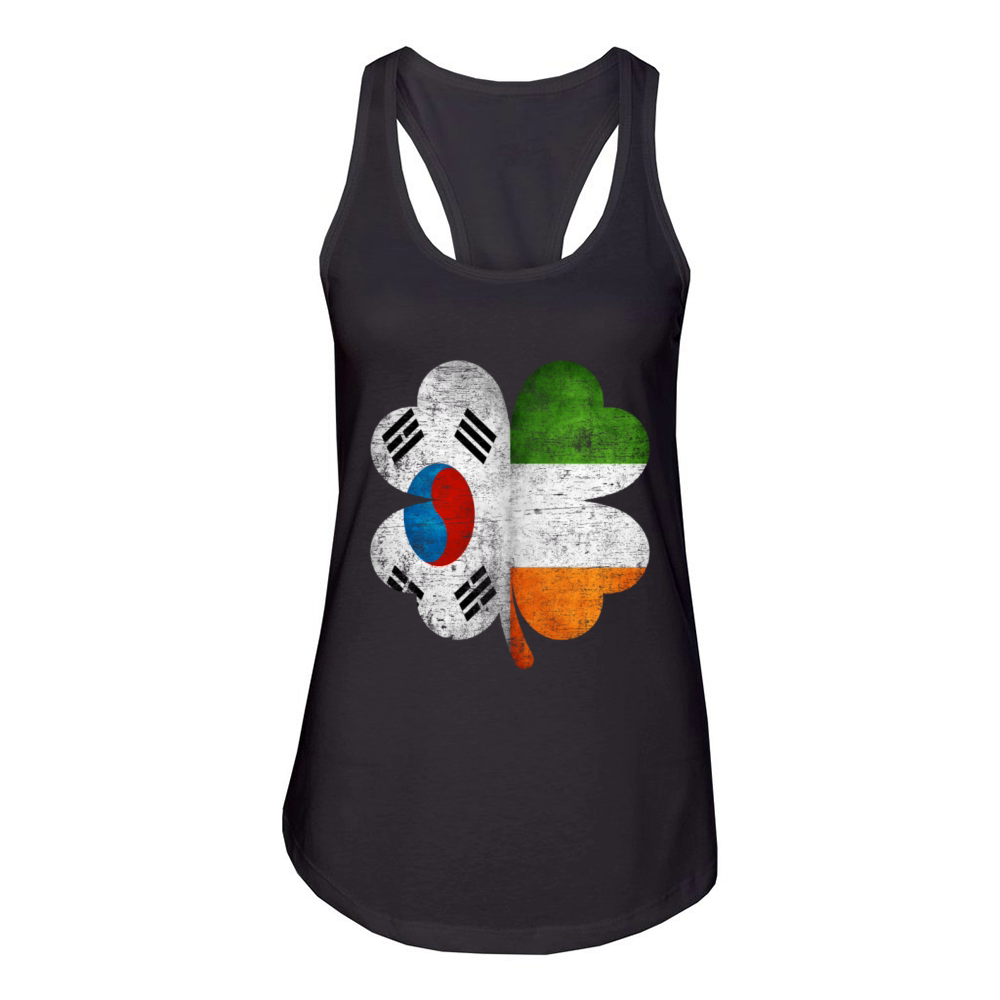 Korean Irish Shamrock South Korea Ireland Flag Women's Racerback Tank