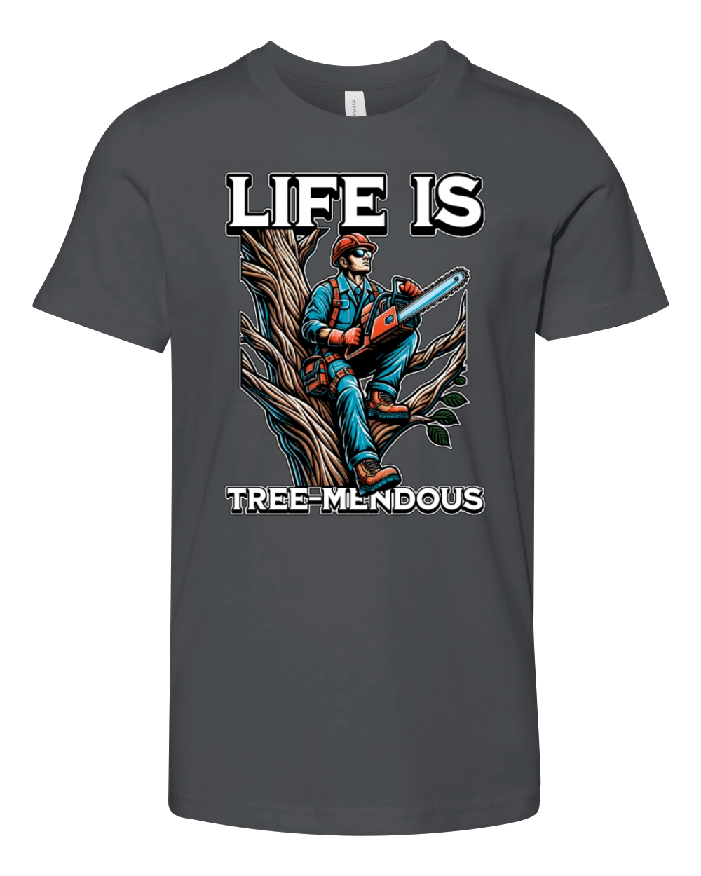 Arborist Life Is Tree-Mendous Tree Technician Youth Unisex Jersey Tee