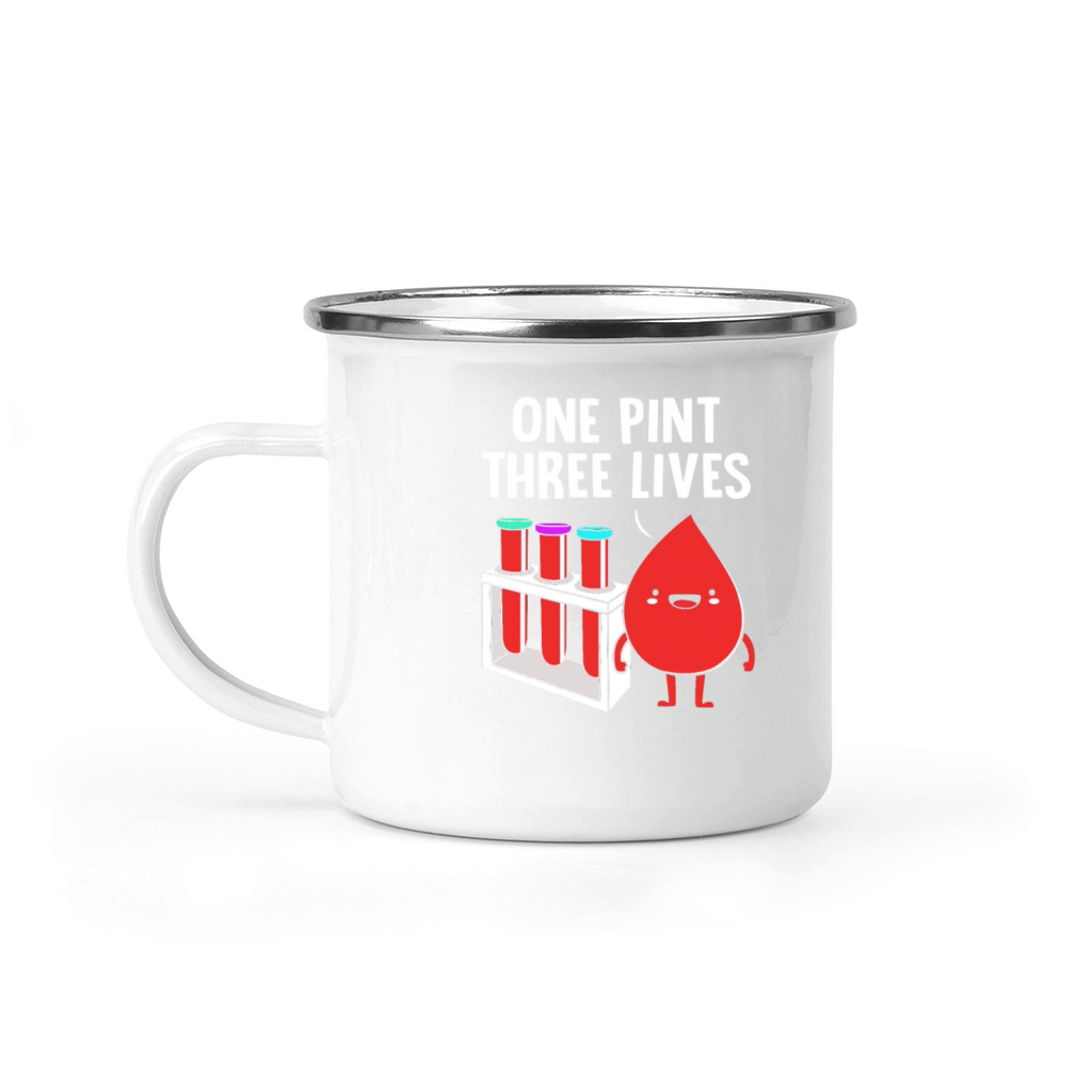 One Pint Three Lives Blood Donor Awareness Camping Mug