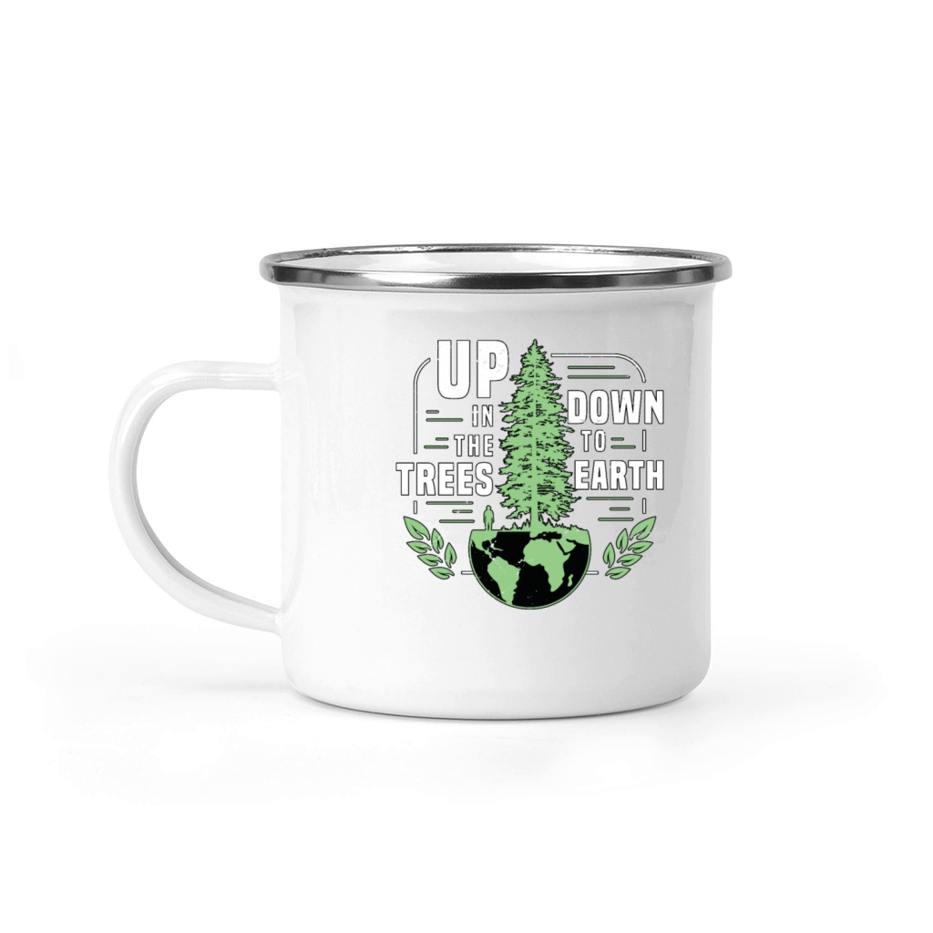 Tree Surgeon Up In The Trees Down To Forest Worker Camping Mug