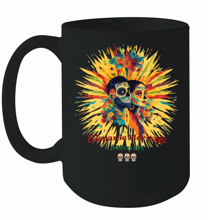 Colorful Hispanic Heritage Month Calavera Couple Ceramic Mug