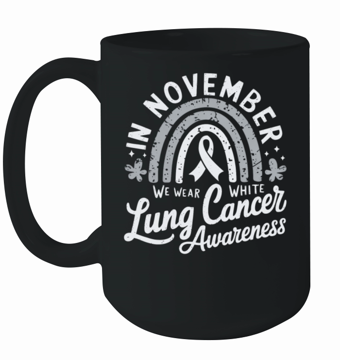 Grey Rainbow Lung Cancer Awareness Design Ceramic Mug