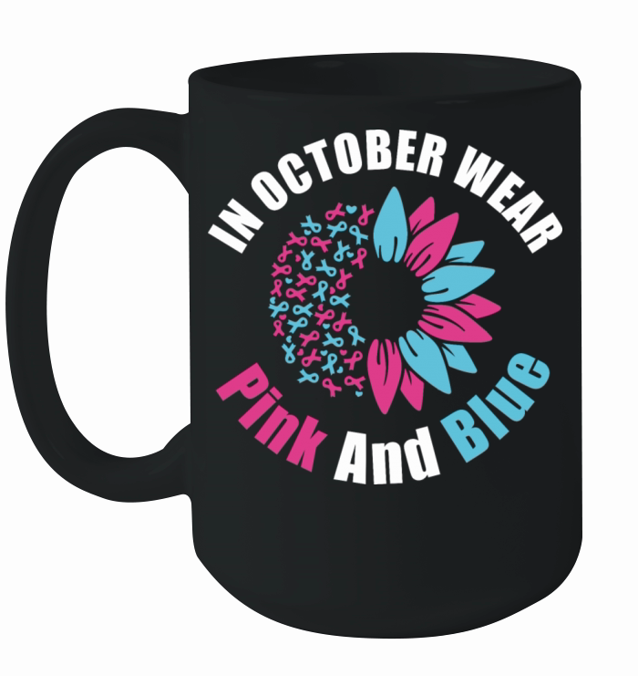 In October Wear Pink Blue Ceramic Mug