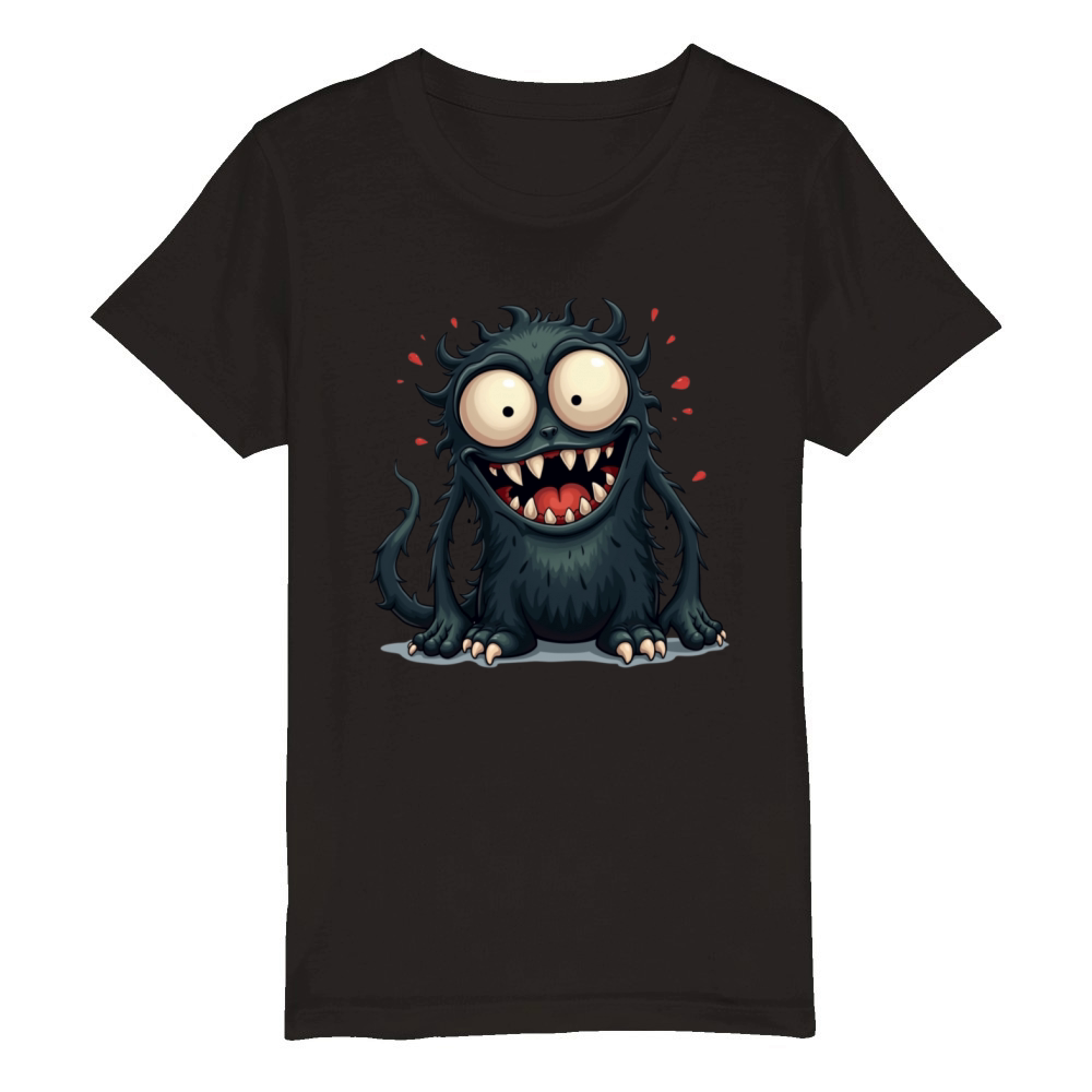 Funny Black Monster Terror T-Shirt Organic Kids Crewneck T-shirt