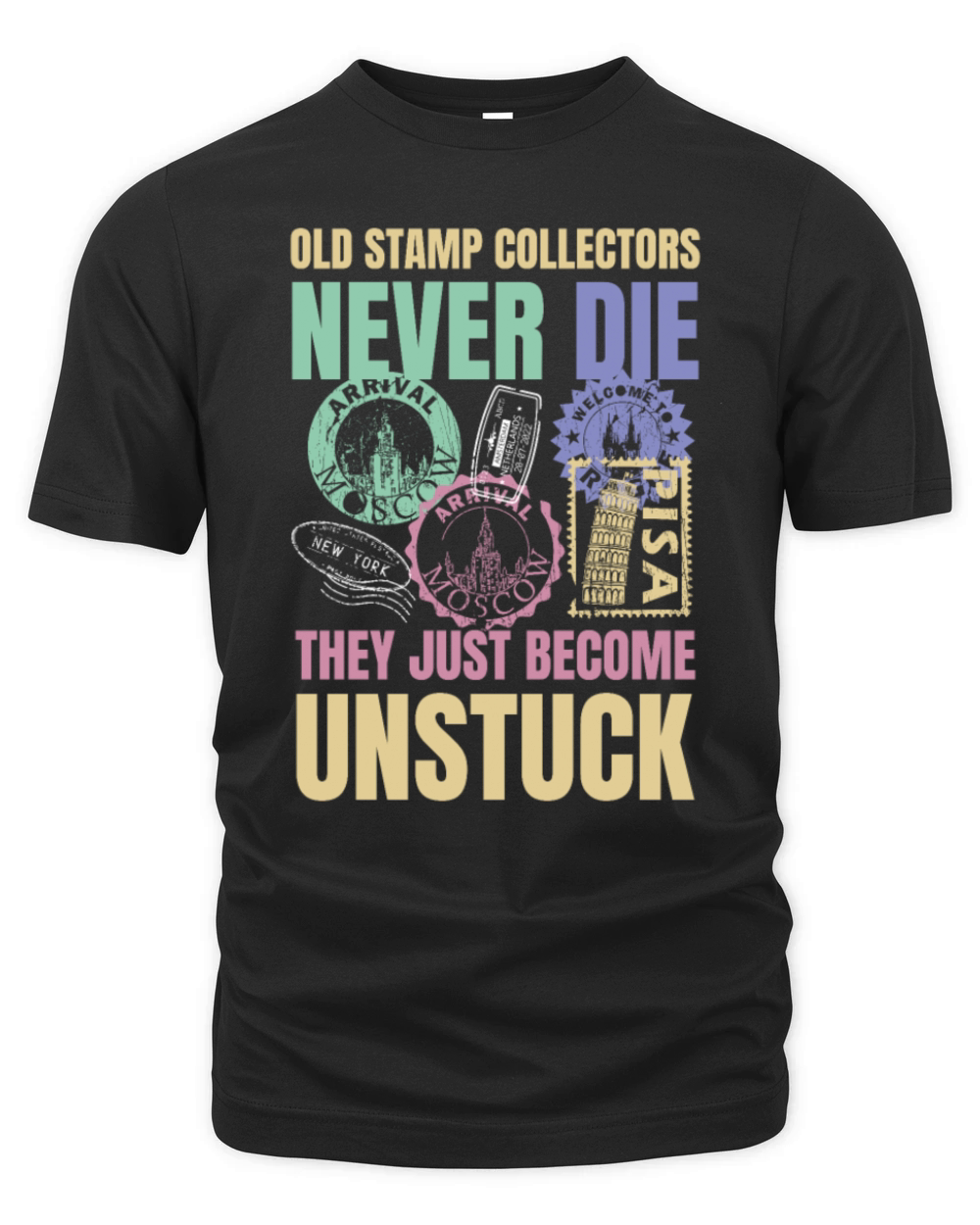 Funny Postal Humor Stamp Collection Organic Unisex T-shirt