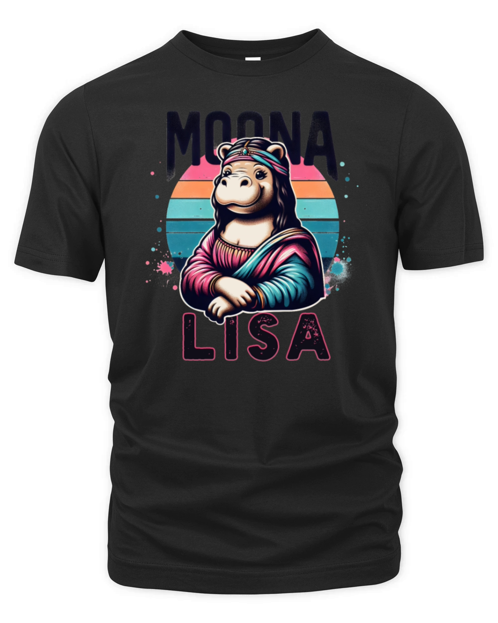 Moonalisa Famous Hippo Moo Deng Funny Artwork Pun Organic Unisex T-shirt