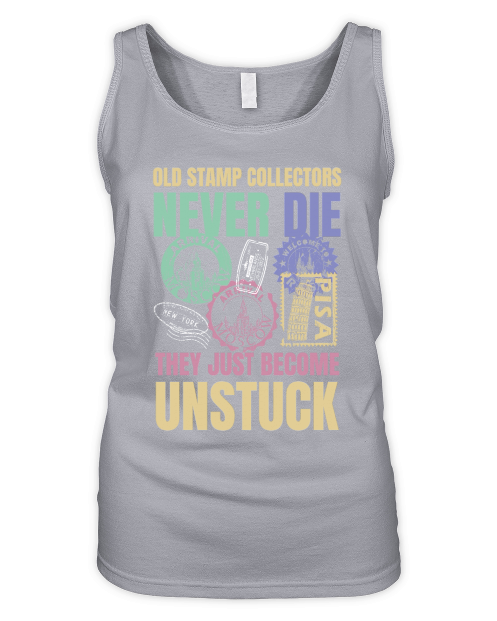 Funny Postal Humor Stamp Collection Organic Women's Tank Top