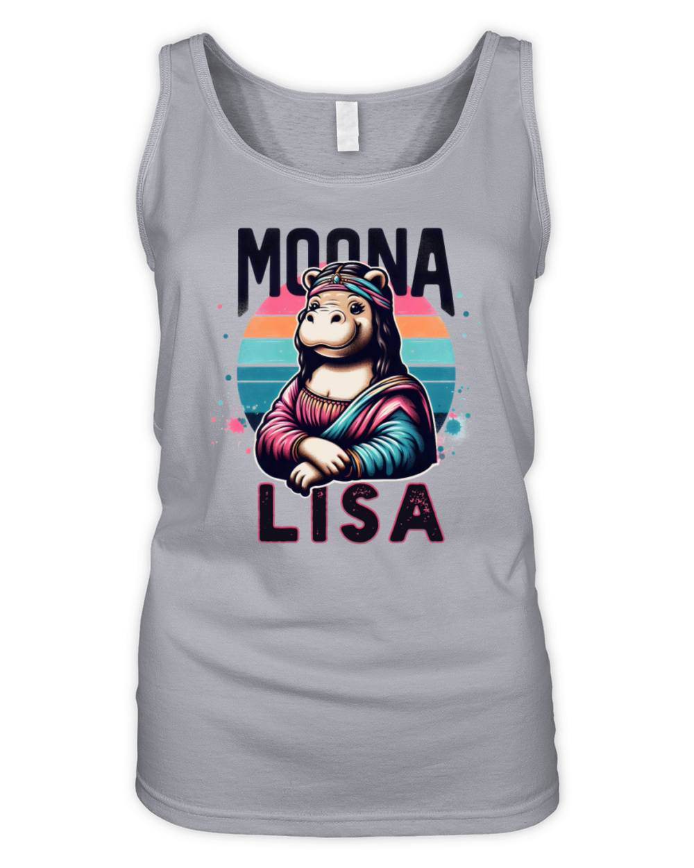 Moonalisa Famous Hippo Moo Deng Funny Artwork Pun Organic Women's Tank Top
