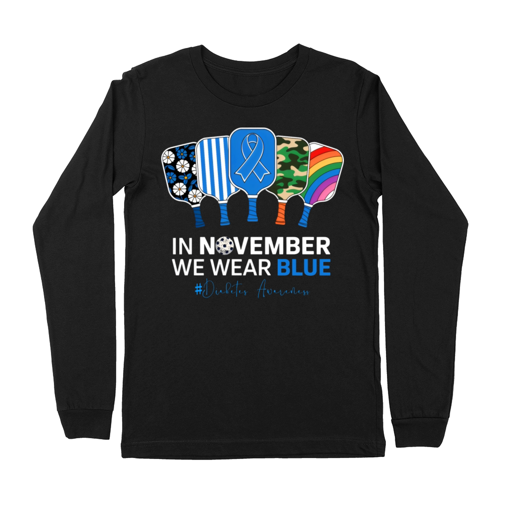 In November We Wear Blue Awareness Pickleball Padd Premium Long Sleeve
