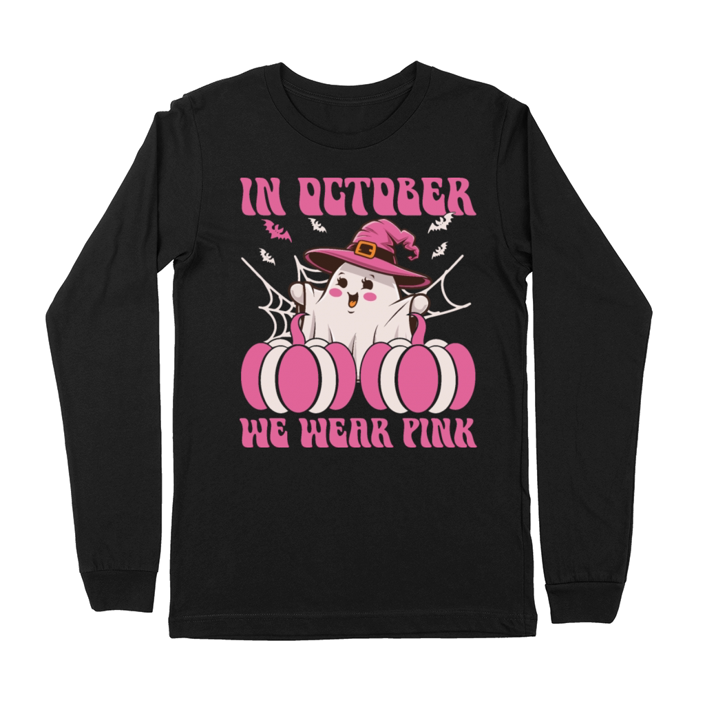 In October We Wear Pink Halloween cute ghost Premium Long Sleeve