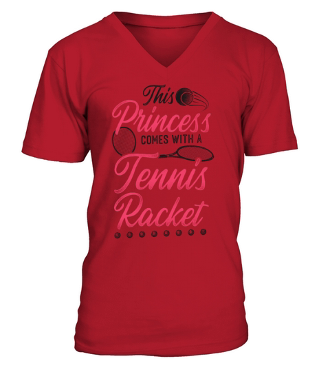 Funny Tennis Player Racket Girl V-Neck T-shirt