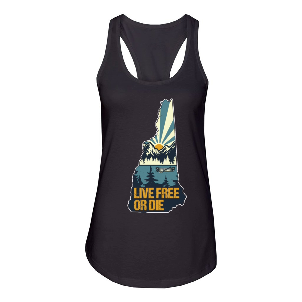 Live Free or Die Retro New Hampshire Nature Women's Racerback Tank
