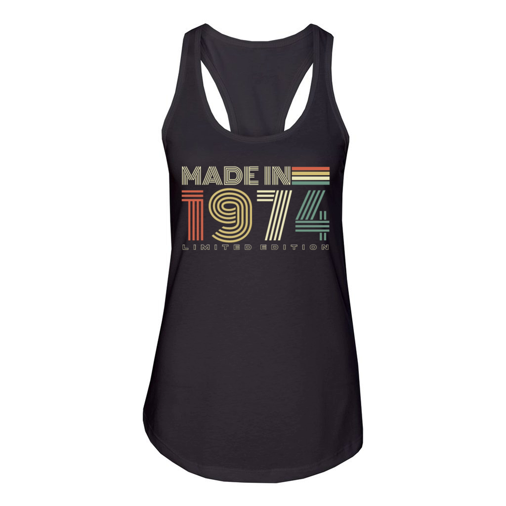 Made in 1974 Vintage Retro 50th birthday Women's Racerback Tank