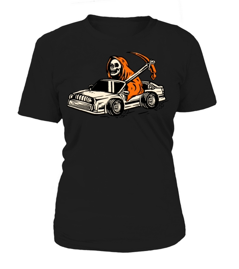 Vintage Halloween Hot Rod Car with Skeleton Women's T-Shirt