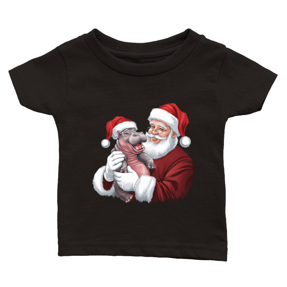 Moodeng Christmas Funny Vintage Santa Claus Classic Baby Crewneck T-shirt