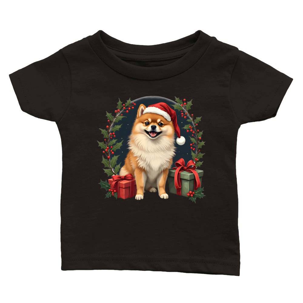 Vintage Pomeranian Santa Classic Baby Crewneck T-shirt