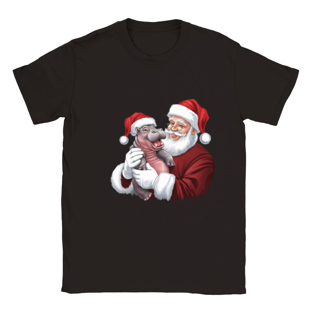Moodeng Christmas Funny Vintage Santa Claus Classic Kids Crewneck T-shirt
