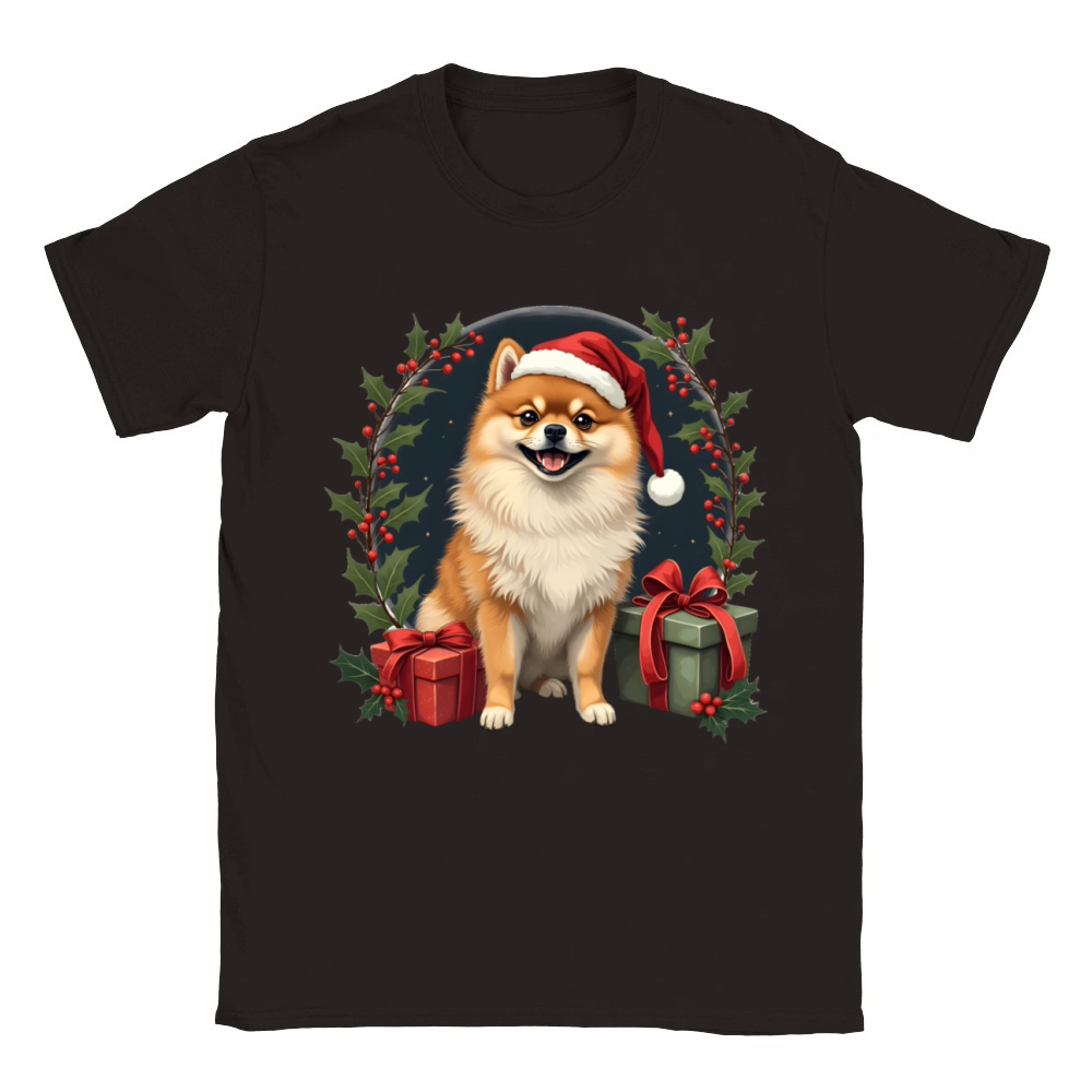Vintage Pomeranian Santa Classic Kids Crewneck T-shirt