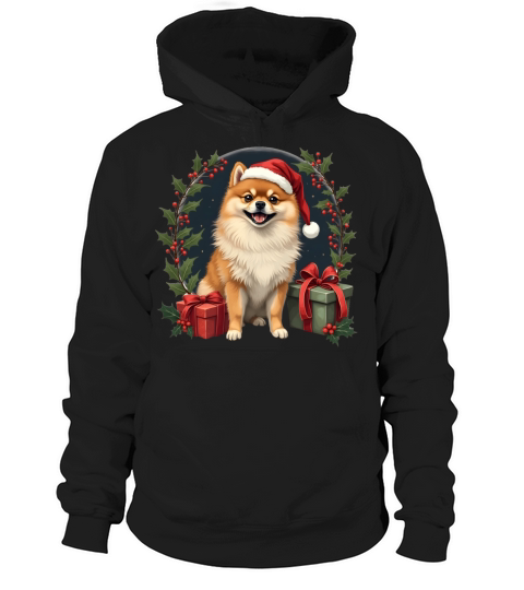 Vintage Pomeranian Santa Hoodie Unisex