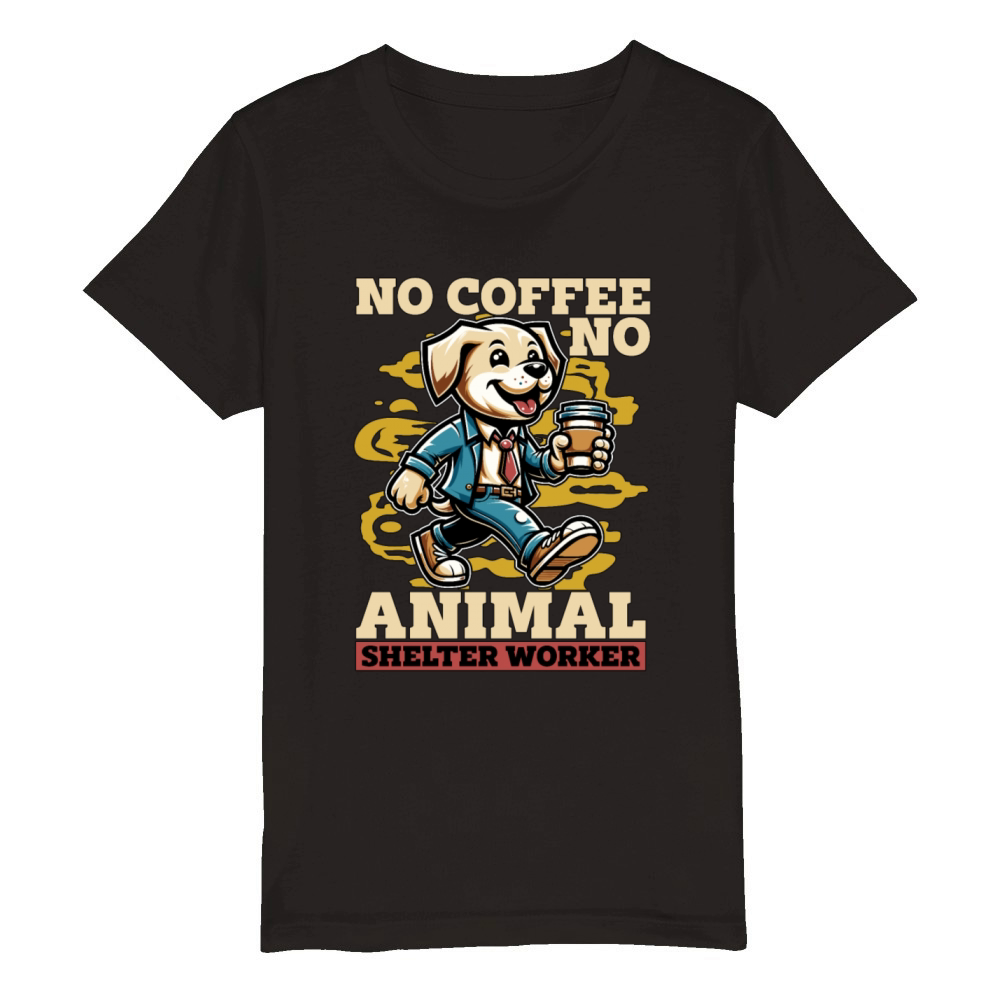 Animal Shelter No Coffee No Dog Owner Coffee Lover Organic Kids Crewneck T-shirt