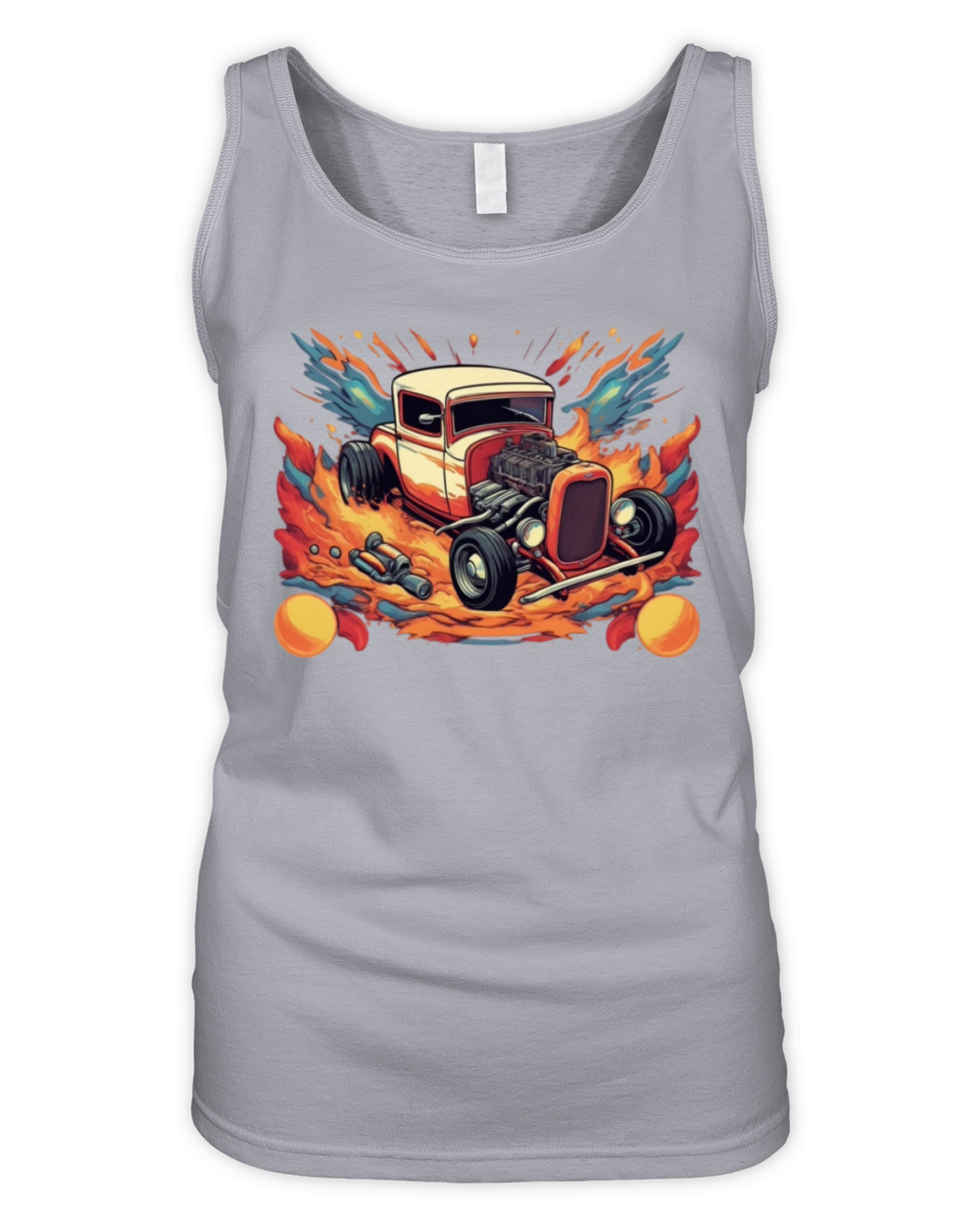 Retro Ford Rat Rod with Flames Organic Women's Tank Top