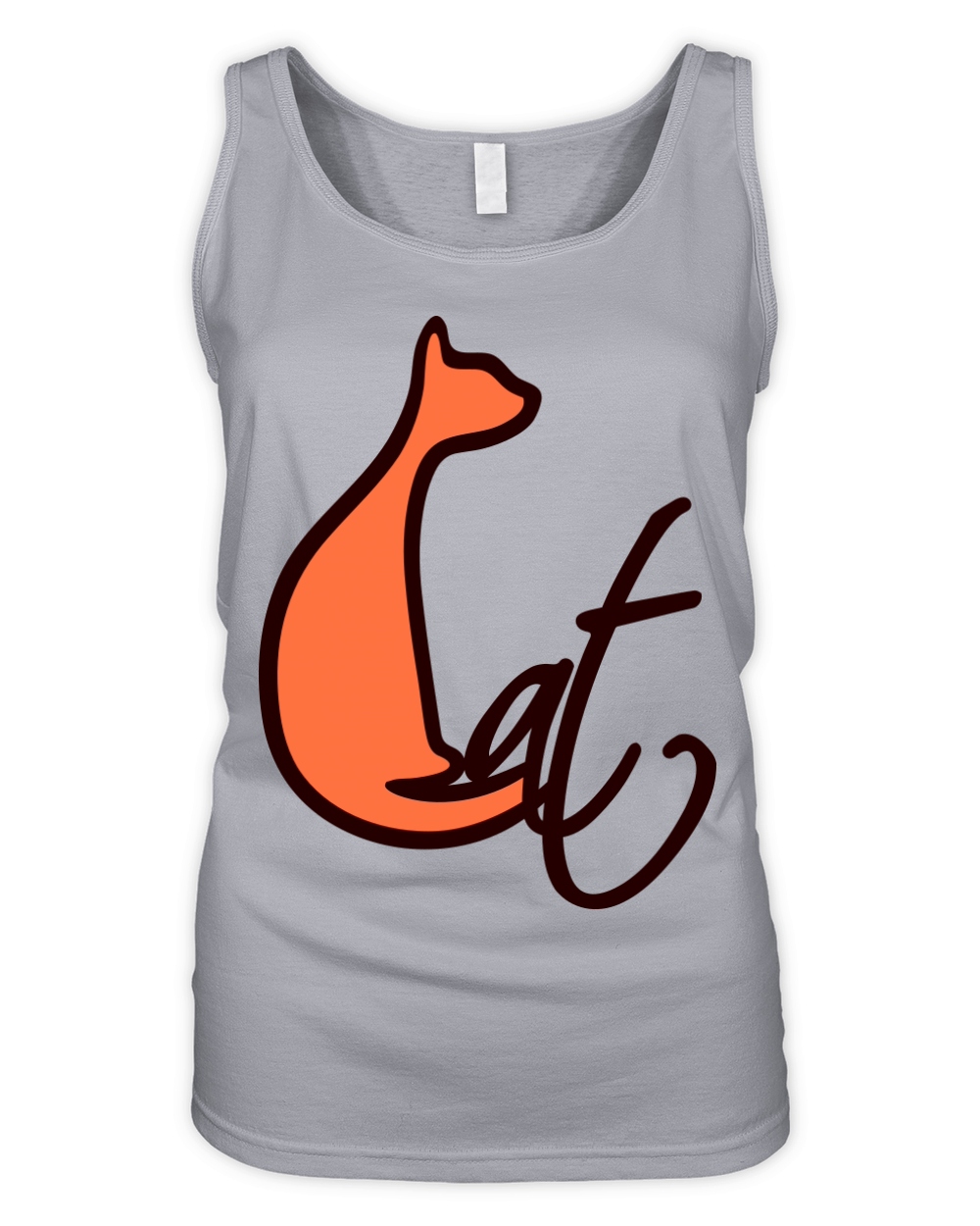 Sitting Cat Pretty Silhouette Text Quote Outline Organic Women's Tank Top