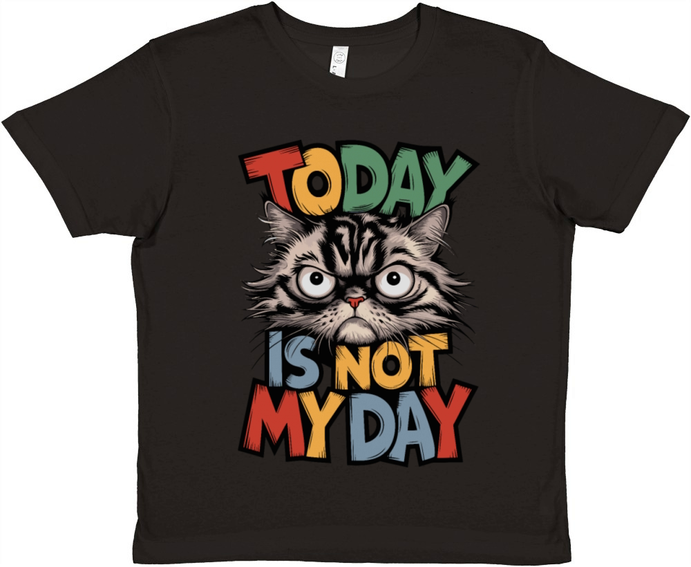 Grumpy Cat "Today Is Not My Day" Sarcastic Art Premium Kids Crewneck T-shirt