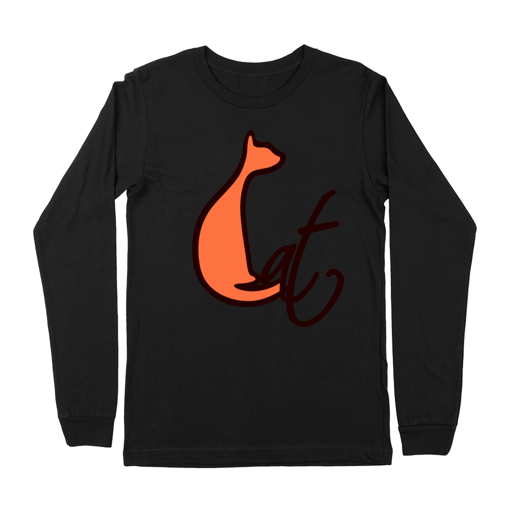 Sitting Cat Pretty Silhouette Text Quote Outline Premium Long Sleeve