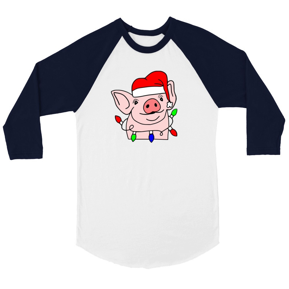 Christmas Pig Unisex ¾ sleeve Raglan T-shirt
