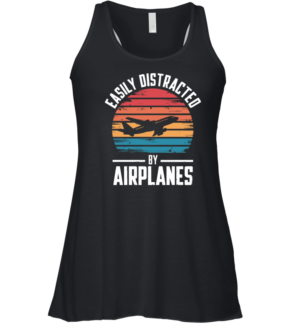 Easily Distracted by Airplanes Vintage Aviation Women's Flowy Tank Top
