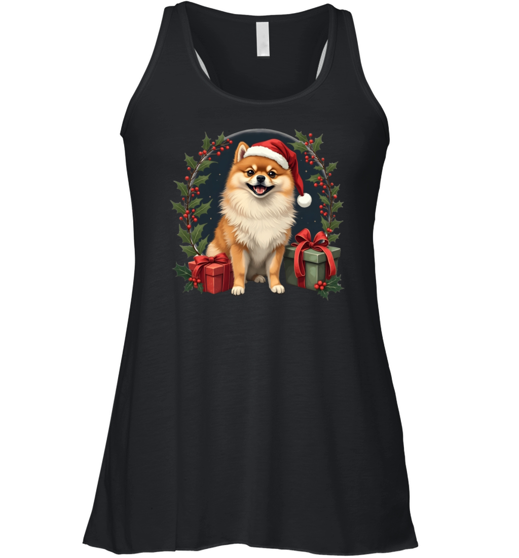 Vintage Pomeranian Santa Women's Flowy Tank Top