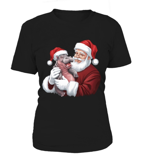 Moodeng Christmas Funny Vintage Santa Claus Women's T-Shirt